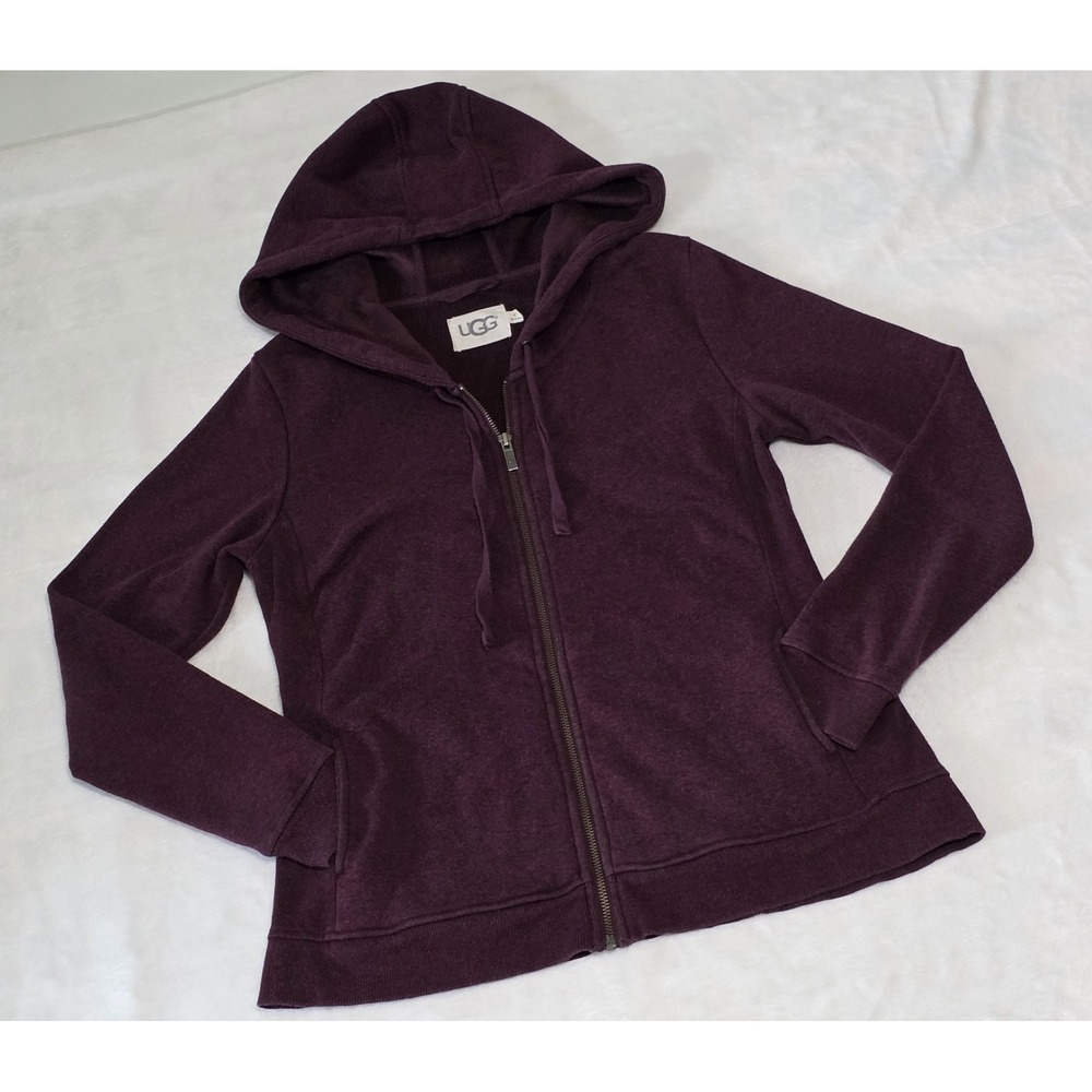 UGG Burgundy Plum Womens Medium Clara Fleece Full Zip Hoodie Sweatshirt